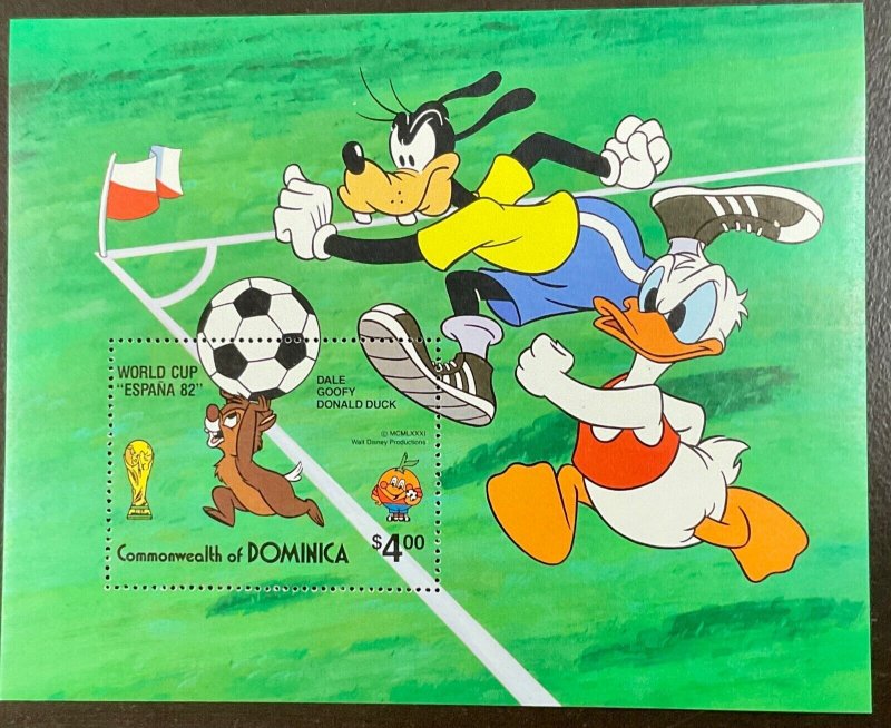 Dominica Disney World Cup Soccer Espana Souvenir Sheet 1982