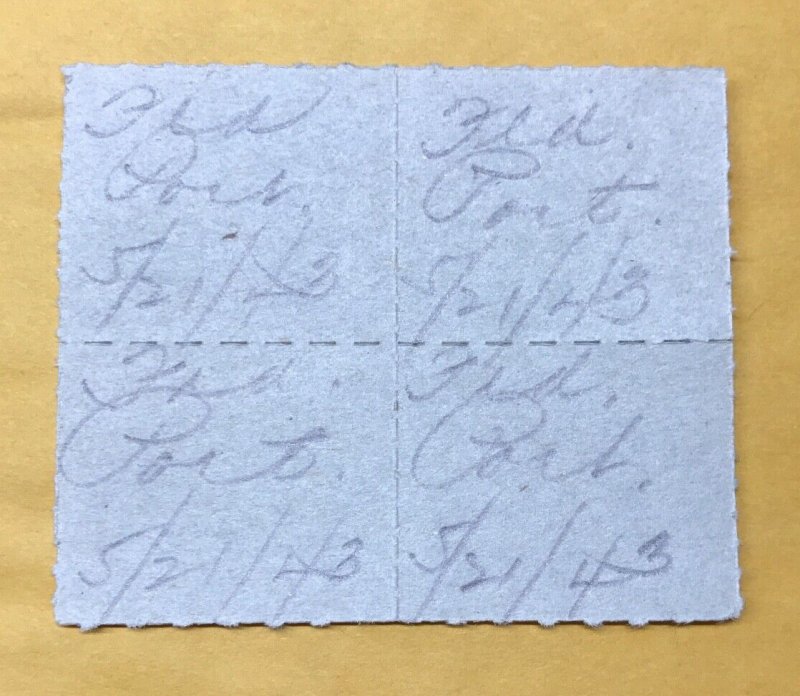 US - Ration Stamps for Gasoline - Block of 4 - 1943