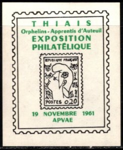 1961 France Poster Stamp Thiais Apprentices Of D’Auteuil Philatelic Exhibition