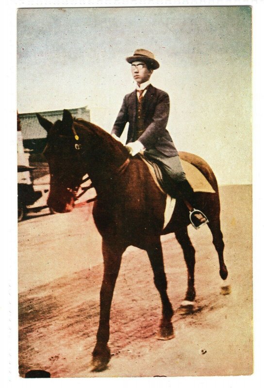 JAPAN Postcard EMPEROR HIROHITO Shōwa 昭和 HORSE RIDING {samwells}PC82