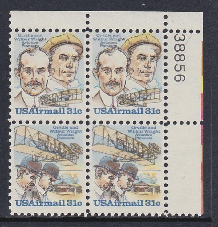 C92a Wright Brothers Plate Block MNH