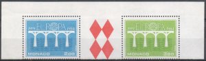 MONACO Sc. 1425a Europa 1984 MNH gutter pair ex souvenir sheet