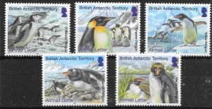 BRITISH ANTARCTIC TERR. SG639/43 2014 PENGUINS AIRMAIL LETTER SET MNH