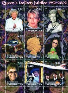 Tajikistan 2002 CONCORDE Queen's Golden Jubilee Sheet Perforated Mint (NH)