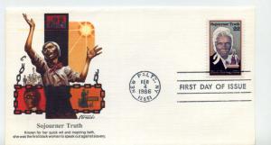 2203 Sojourner Truth, Black Heritage, 1986, Fleetwood FDC