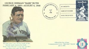 2046 20c BABE RUTH - 1st Babe Ruth Inc. - U/O St. Vincent's Hosp. Sta. NY H
