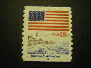 Scott 1891, 18 cent Flag, USED PNC Single, #4, Beauty