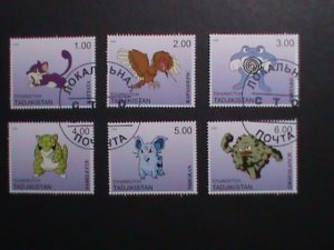 ​TAJIKISTAN -2000 LOVELY FAMPOUS POKEMON CTO FANCY POSTAL CANCEL VERY FINE