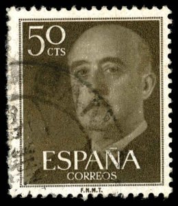 SPAIN Sc 821 USED - 1954 50c Gen. Francisco Franco