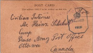 1941 Isle of Man England WW2 Hutchinson Internment Camp PC Cover To Ottawa Can