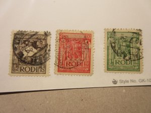 ITALY RHODES Scott 16, 17, 18 USED Cat $3.20