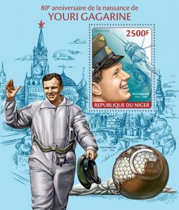 Space Stamps Niger 2014 MNH Yuri Gagarin 80th Birth Anniversary 1v S/S