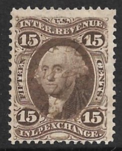 USA REVENUES 1862-71 15c INLAND EXCHANGE First Issue Revenue Sc R40c VFU