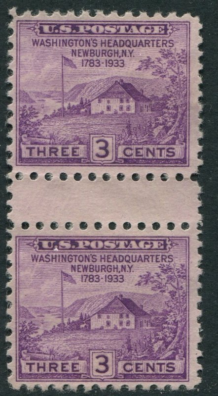 752 3c Washington's Headquarters Newburgh Pair w/ Gutter MNH No Gum As Issued