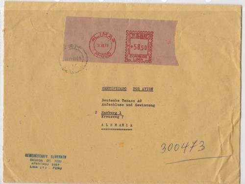 peru lima large commercial  machine cancel stamps cover ref r16018
