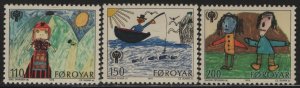 FAROE ISLANDS, 45-47, (3)SET, MNH, 1979, CHILDREN'S DRAWINGS