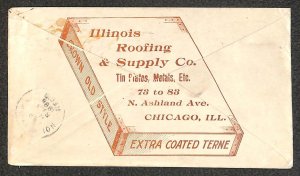 USA 279 STAMP ROOFING & SUPPLY CO TIN CHICAGO ILLINOIS ADVERTISING COVER 1898