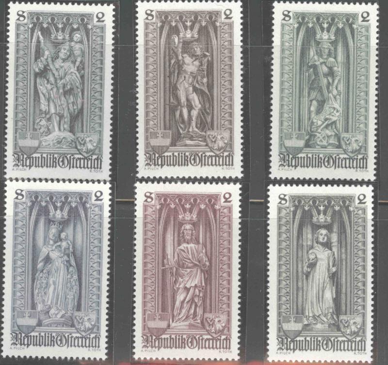 Austria Scott 830-835 MNH** 1969 Vienna Diocese saint statue set