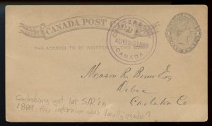 ?EMERGENCY / PROVISIONAL handstamp CANTERBURY N. B. Localmade  post card Canada