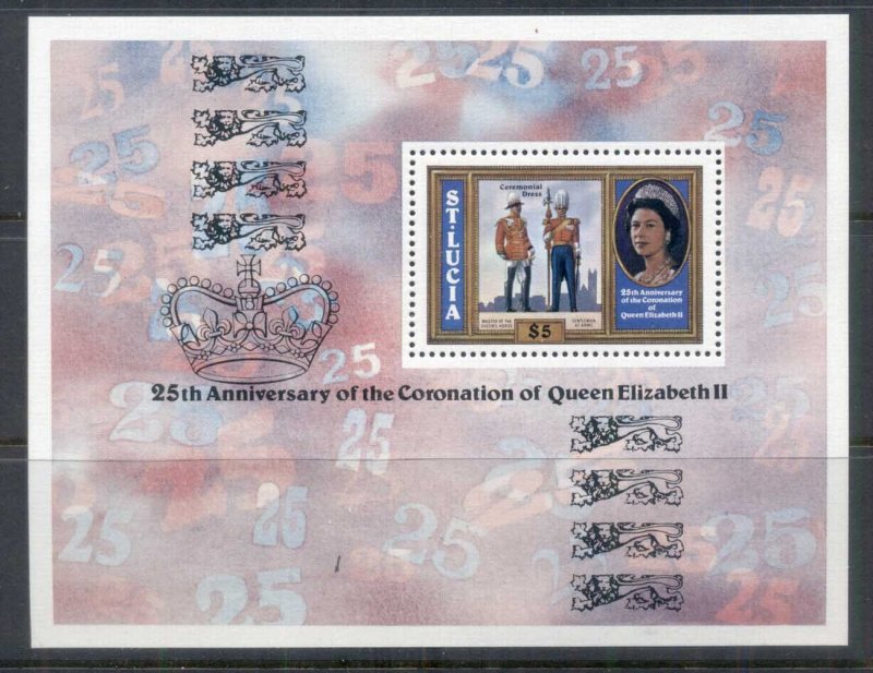 St Lucia 1978 QEII Coronation 25th Anniversary MS MUH