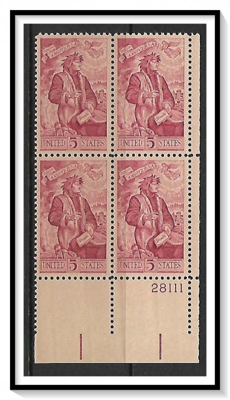 US Plate Block #1268 Dante Issue MNH