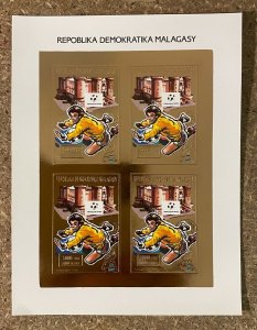 1990 Stamps Minisheet Gold Football Worldcup Italy Madagascar Imperf. -