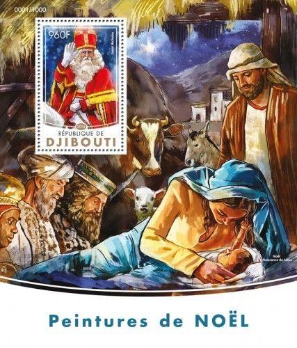 Djibouti Art Christmas New Year Santa Claus Jesus and Maria MNH stamp set