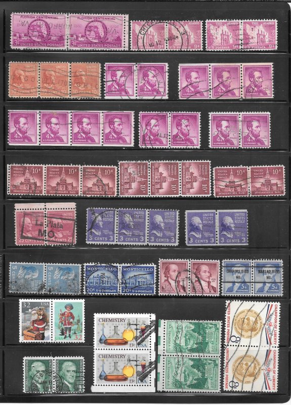 418 My Page of Used US. Pairs + Stamps Collection / Lot United