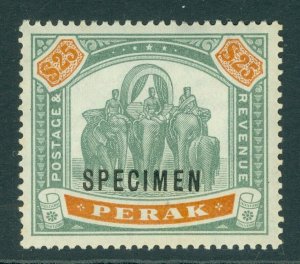 SG 80s Malaya Perak 1895-99. $25 green & orange, overprinted specimen, type...