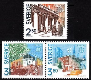 SWEDEN 1990 EUROPA: Post Offices, Architecture. Complete set, MNH