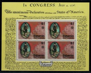 Bahamas #393a* NH  CV $8.25  U.S. Bientennial Souvenir Sheet