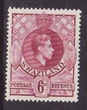 Swaziland-Sc#33- id7-unused og NH 6p KGVI-1938- rainbow effect caused by scan