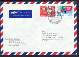 Switzerland to Rye NY 1977 Airmail Cover 