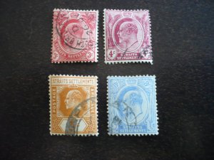 Stamps - Straits Settlements - Scott#130,132-134 - Used Partial Set of 4 Stamps