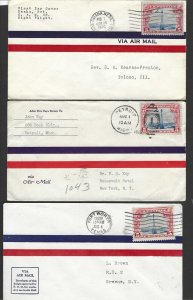 US 1922 THREE AIR MAIL FDC's FORT WORTH, DETROIT, OMAHA