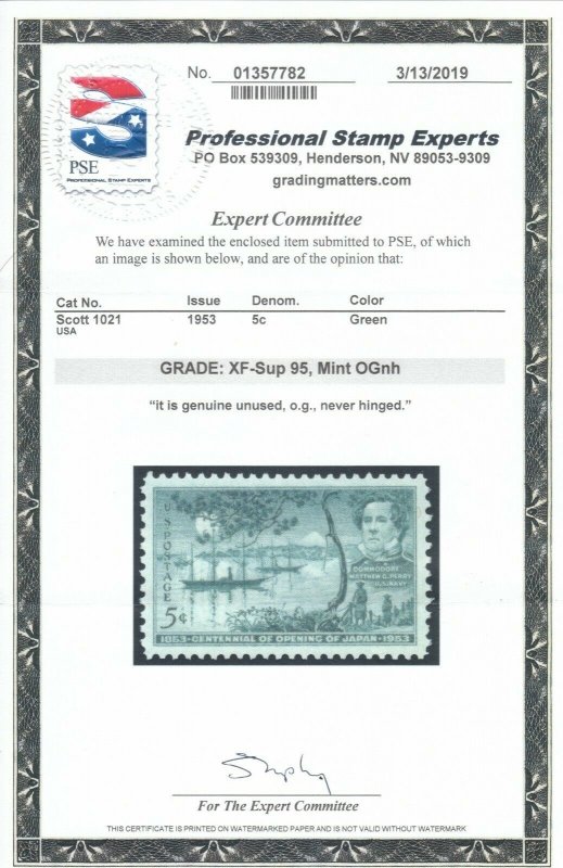 MOstamps - US #1021 Mint OG NH Grade 95 with PSE Cert - Lot # MO-1638 SMQ $25