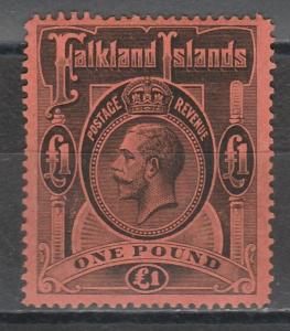 FALKAND ISLANDS 1912 KGV 1 POUND TOP VALUE