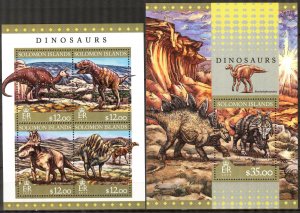 Solomon Islands 2016 Dinosaurs sheet +S/S MNH
