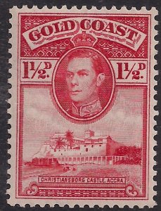 Gold Coast 1938 - 44 KGV1 1 1/2d Scarlet Castle Accra MM SG 122 ( A698 )