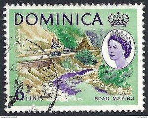 DOMINICA 1963 QEII 6c Green, Bistre & Violet SG167 FU