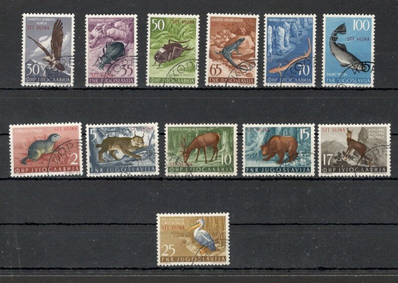 YUGOSLAVIA, ITALY, Trieste Zone B VUJA-USED SET-FAUNA-BIRDS-WILD ANIMALS- 1954.