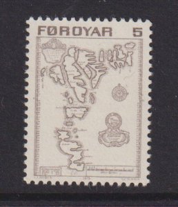 Faroe Islands  #7  MNH  1975 old map  5o