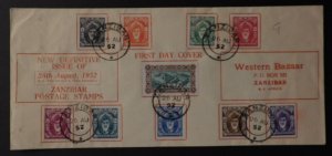 1952 Zanzibar First Day cover set # 230-239  FDC Sultan 73rd Birthday