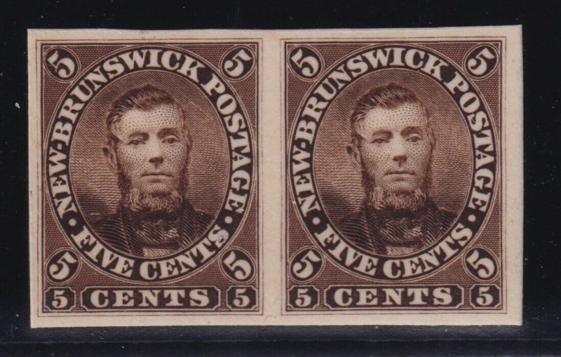 New Brunswick Sc #5P (1860) 5c Charles Connell Plate Proof Pair VF Mint