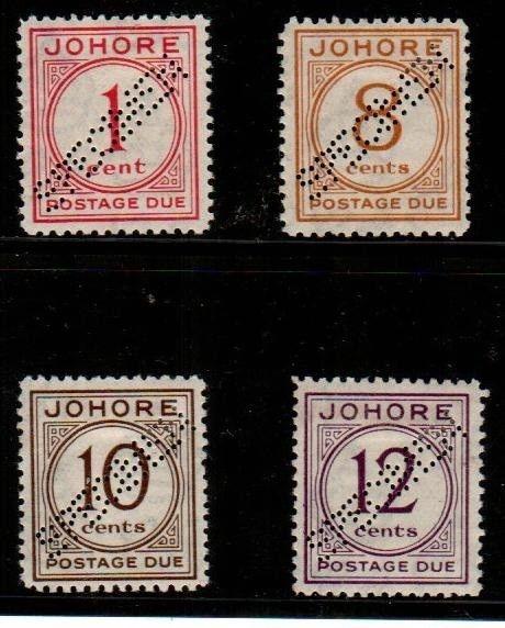 Malaya-Johore Scott J1,J3-5 Mint hinged specimens (Catalog Value $225.00)