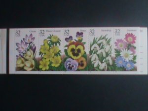 ​UNITED STATES-1996-SC#3025-9-AMERICAN GARDEN FLOWERS- MNH BOOKLET OF 20 - VF