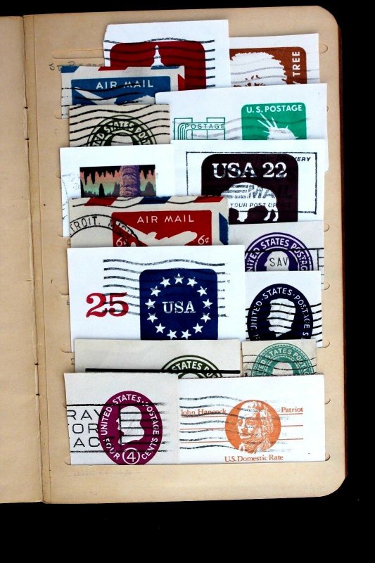 US Old Cut Square Stamp Collection 92 Used in Stamp Stock Book Album B