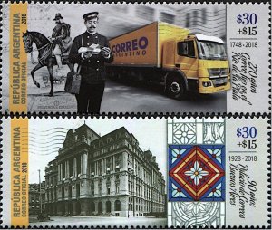 Argentina 2018 MNH Stamps Post Horse Old Car Postman Architecture