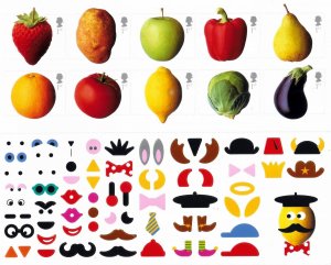 Great Britain 2003  -  Fruits and Vegetables - MNH  Pane + Stickers  # 2117a