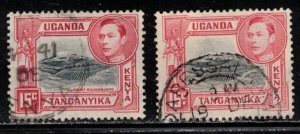 KENYA, UGANDA & TANGANYIKA Scott # 72, 72a Used - KGVI & Mount Kilimanjaro